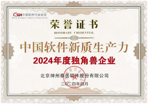 神州泰岳獲評首批“中國軟件新質生產力示范企業”，引領軟件服務創新浪潮